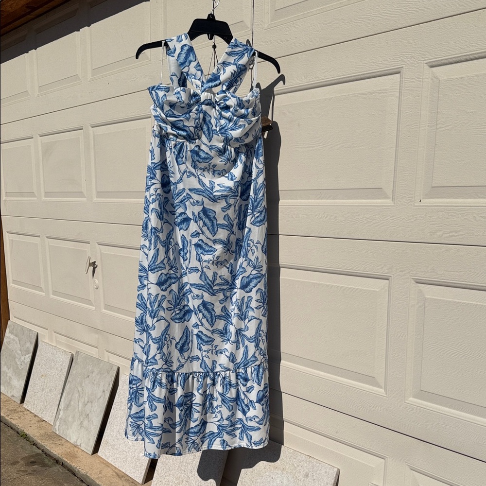 Grace Karin Blue and White Floral Maxi Dress